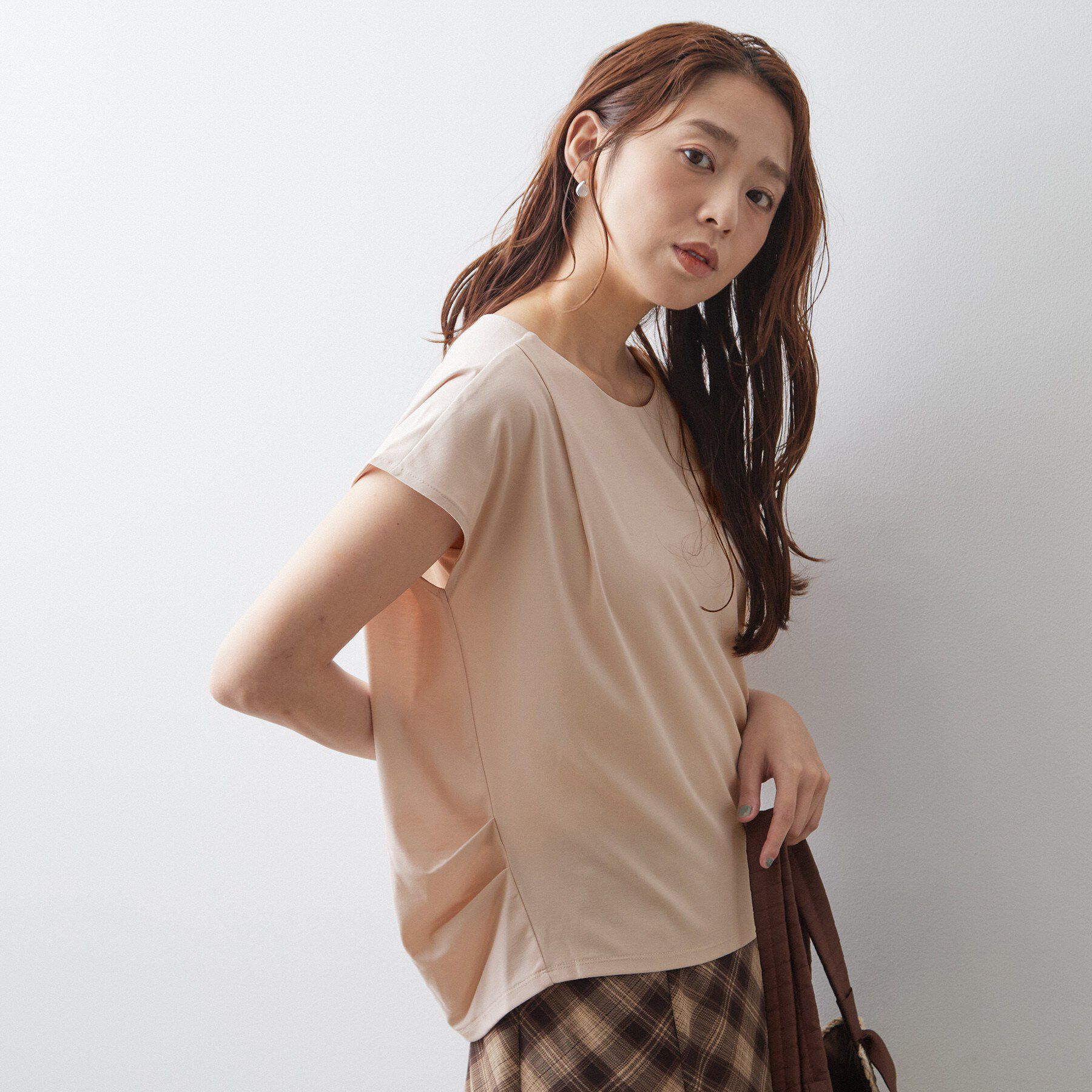 index「かのこポンチコクーントップス【洗濯機OK／接触冷感／UVケア】」|Tシャツ・カットソー|グレージュ(050)