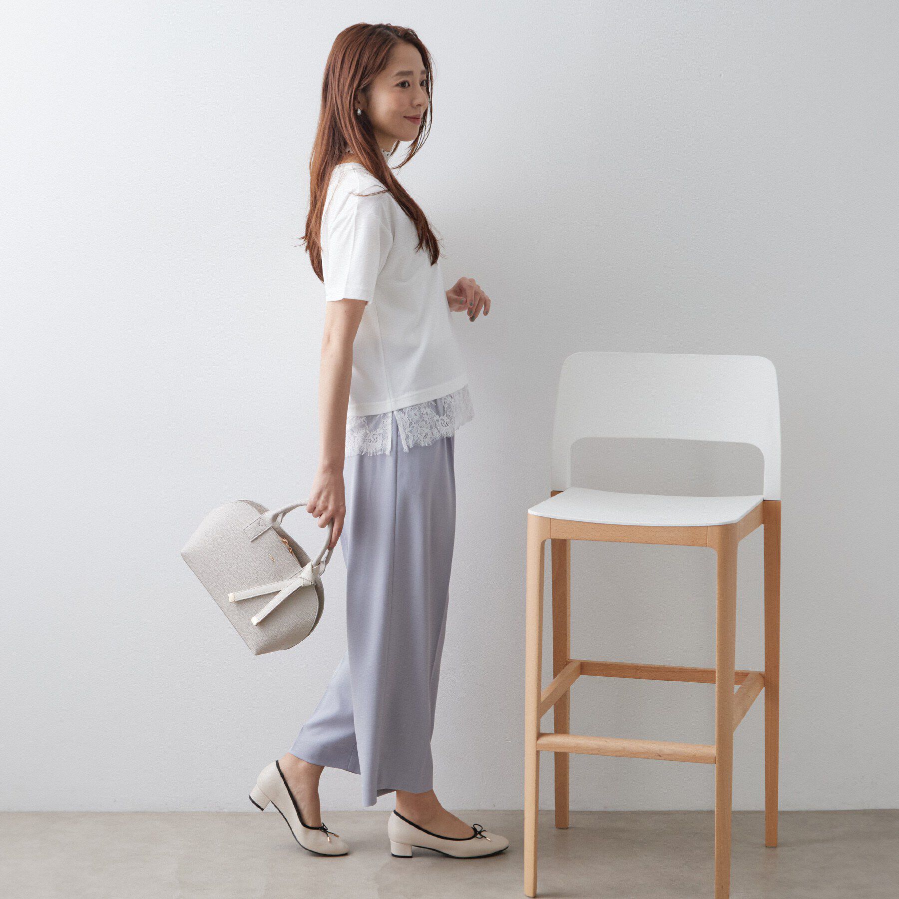 index「ロゴ刺繍レースヘムTシャツ【洗濯機OK／接触冷感／UVケア】」|Tシャツ・カットソー|