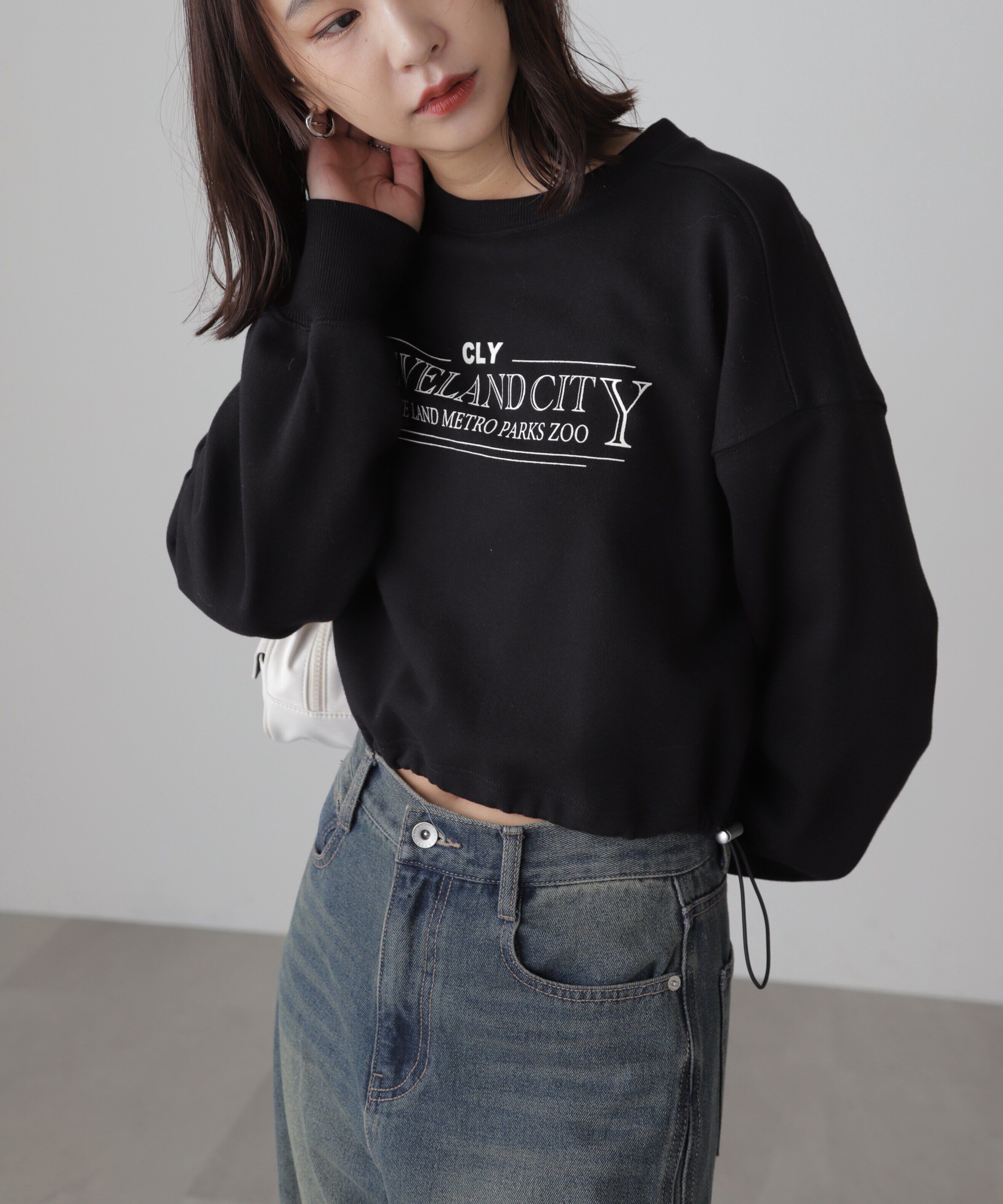  「裾ドロストスウェット」|Tシャツ・カットソー|ブラック