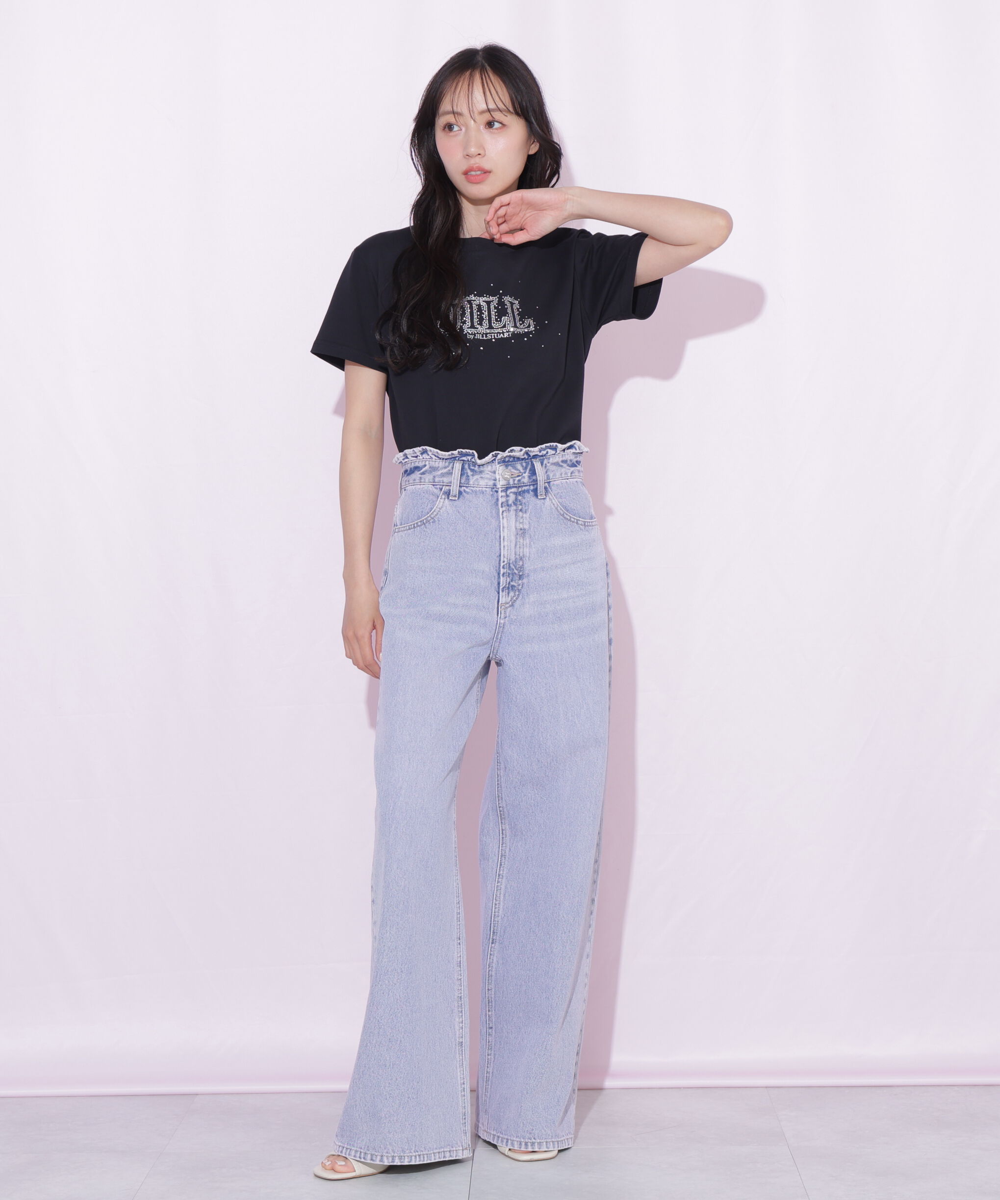  「ウエストフリルワイドデニムパンツ」|その他|