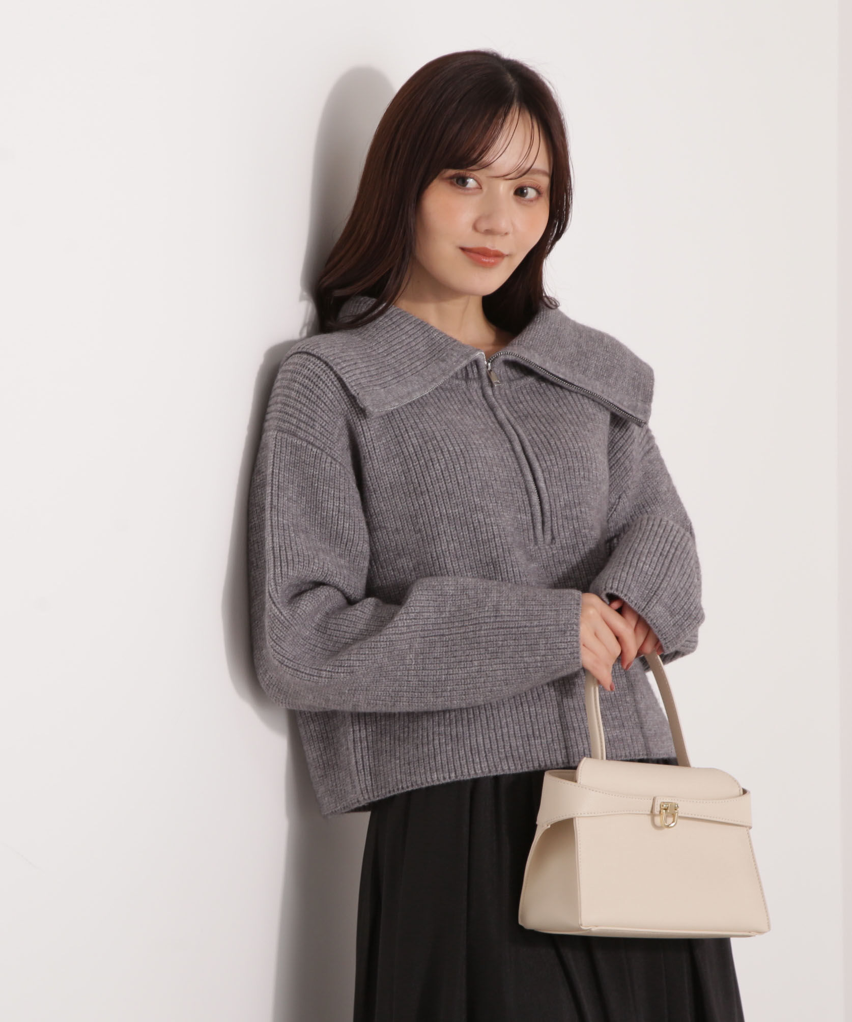 PROPORTION BODY DRESSING「ビッグカラー畔ニット 25AW」|ニット・セーター|トップグレー1