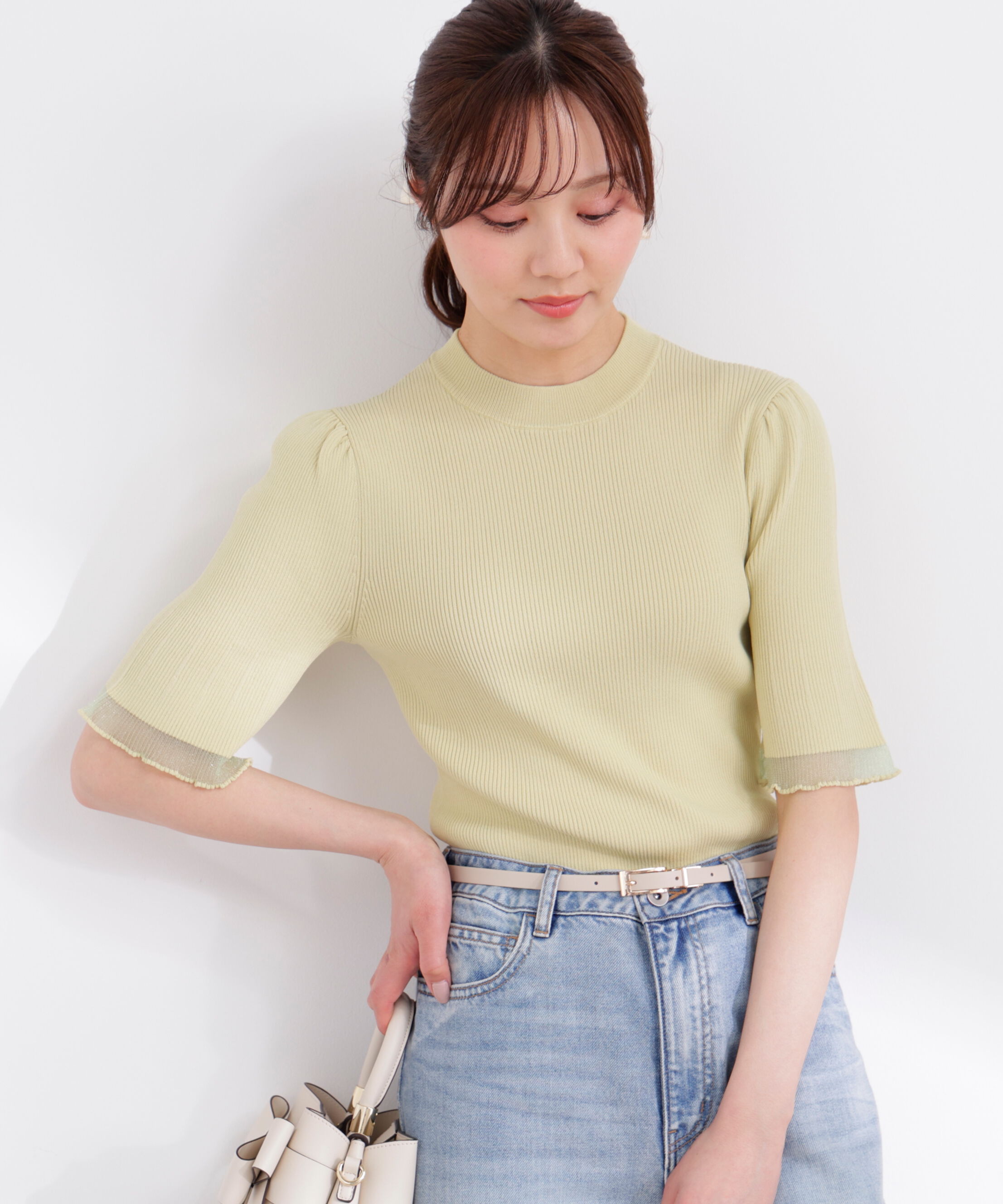 PROPORTION BODY DRESSING「部分シアー半袖ニット 26SS」|ニット・セーター|