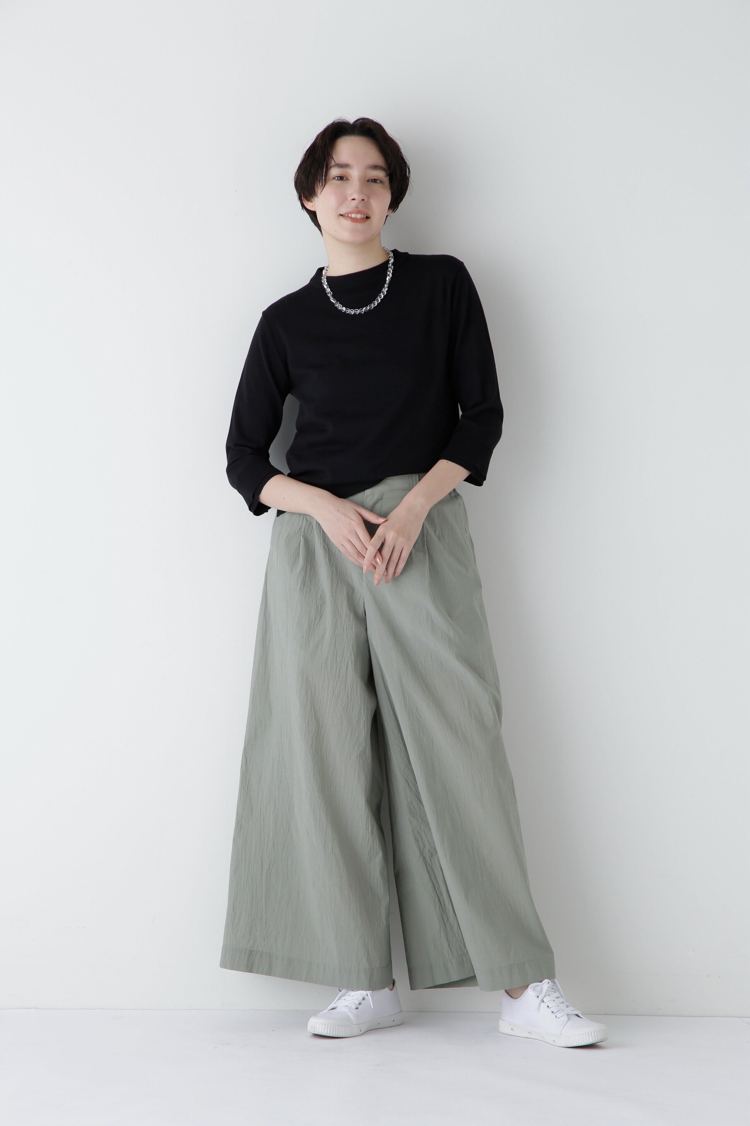  「◆【ウォッシャブル・UVカット】コットン混モックネックプルオーバー」|ニット・セーター|