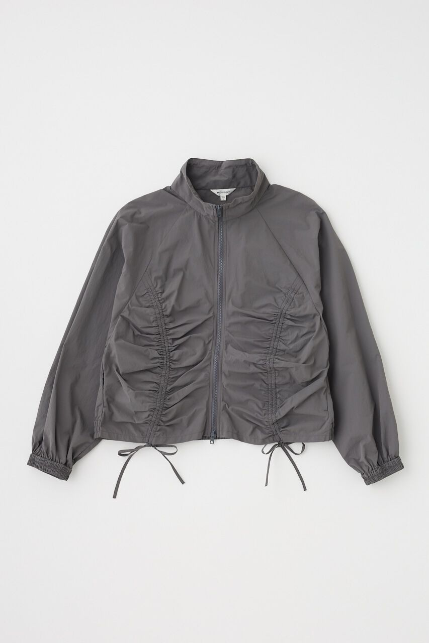 MOUSSY「RIBBON GATHER NYLON ジャケット」|ブルゾン・スタジャン|