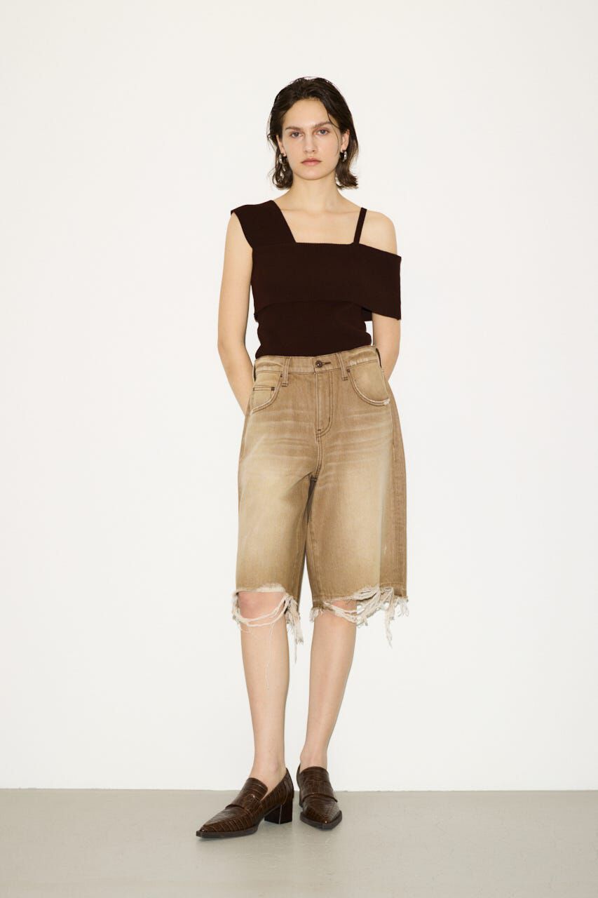 SLY「RIPPED HALF DENIM PT／BE」|デニム|