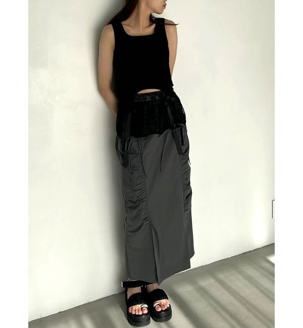 CALNAMUR「2WAY LACE OVER NYLON GATHER SK/２WAYレースオーバーナイロンギャザースカート」|スカート|
