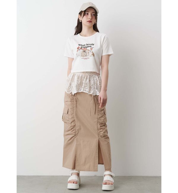 CALNAMUR「2WAY LACE OVER NYLON GATHER SK/２WAYレースオーバーナイロンギャザースカート」|スカート|