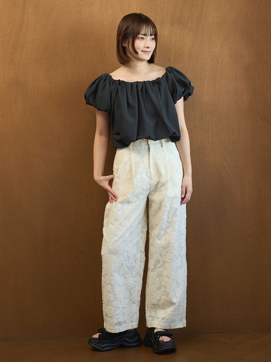 emmi atelier「ジャガードタックパンツ【セットアップ対応】」|チノ|