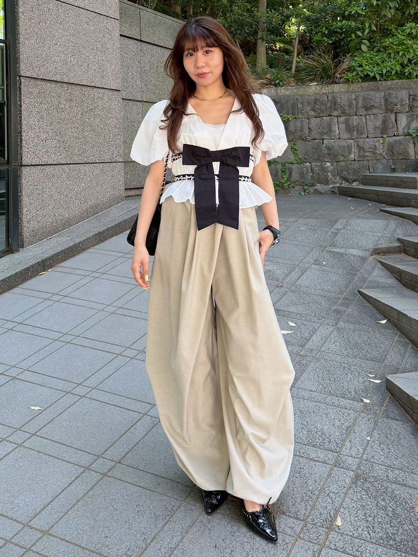 LILY BROWN「[L.B CANDY STOCK]ペプラムリボントップス」|Tシャツ・カットソー|