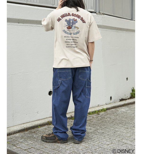 VENCE share style「梨地 ミッキーマウス＆ミニーマウス プリントTシャツ」|Tシャツ・カットソー|