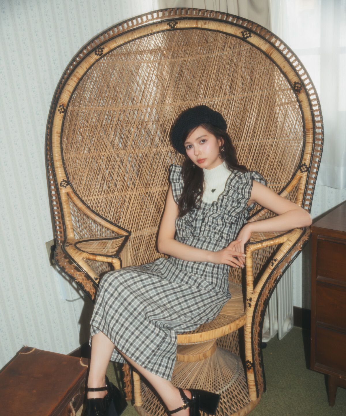 REDYAZEL「2wayフリルショルダーチェックワンピース」|ワンピース|ブラック