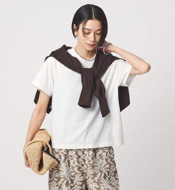 UNITED ARROWS green label relaxing「＜スタイリスト兵藤千尋さんコラボ＞ワイドネック Tシャツ UVカット」|Tシャツ・カットソー|OFF WHITE