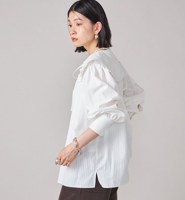 SHIPS for women「SHIPS NINE CASE:〈手洗い可能〉ビッグ カラー ブラウス」|シャツ・ブラウス|