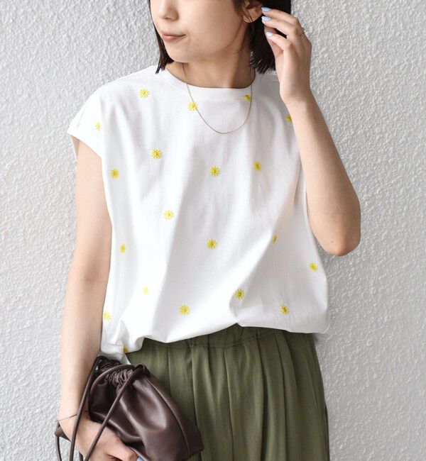 SHIPS Colors 「《追加予約》SHIPS Colors:〈洗濯機可能〉フラワーエンブロイダリー カットソー2◆」|Tシャツ・カットソー|イエロー