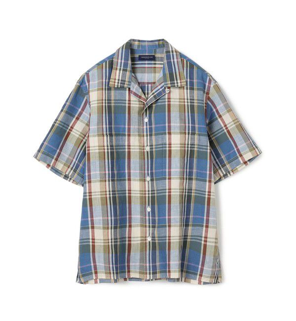 TOMORROWLAND MENS「コットンリネン ダブルポケットオープンカラーハーフスリーブシャツ ALBIATE」|シャツ・ブラウス|68 ブルー系
