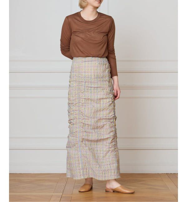 IENA LA BOUCLE「IENA LA BOUCLE シアーチェックシャーリングスカート」|スカート|