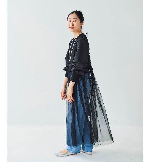 le.coeur blanc「《WEB限定アイテム》チュールワンピース＆タフタスリーブニットSET」|ワンピース|