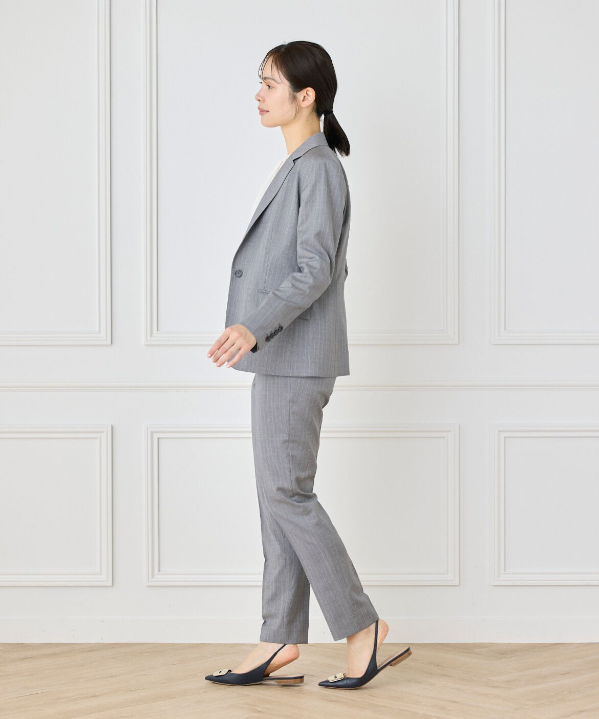 INED「《大きいサイズ》テーパードパンツ《CERRUTI》」|スラックス|