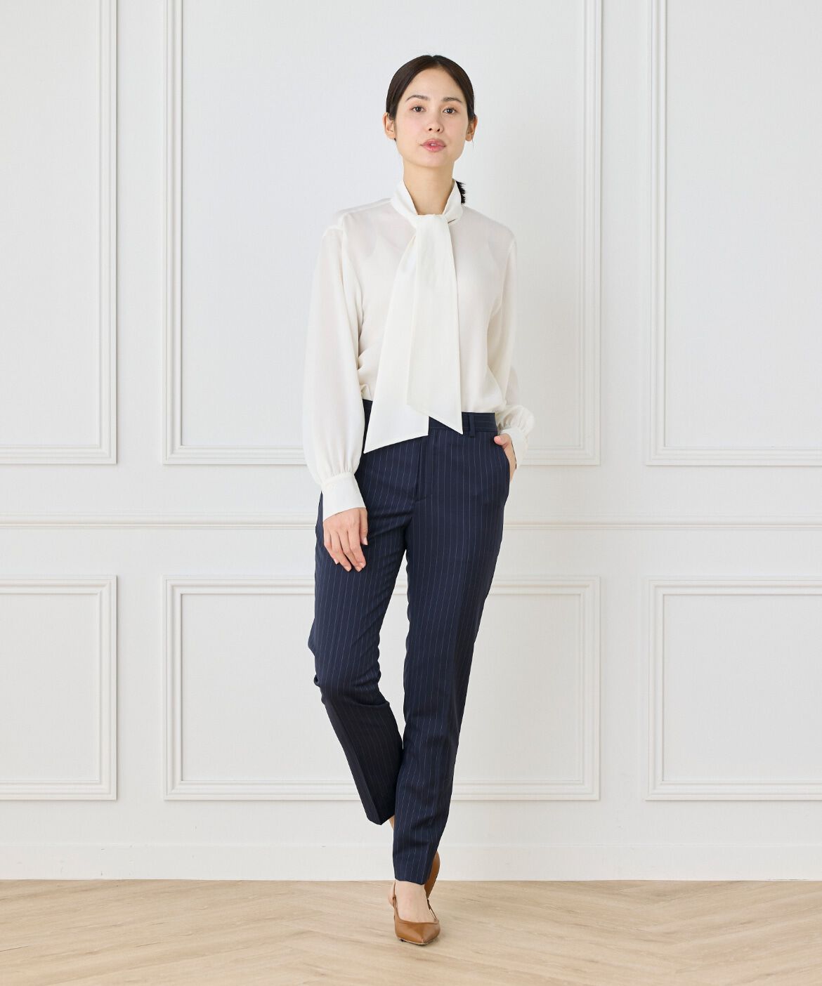 INED「《大きいサイズ》テーパードパンツ《CERRUTI》」|スラックス|