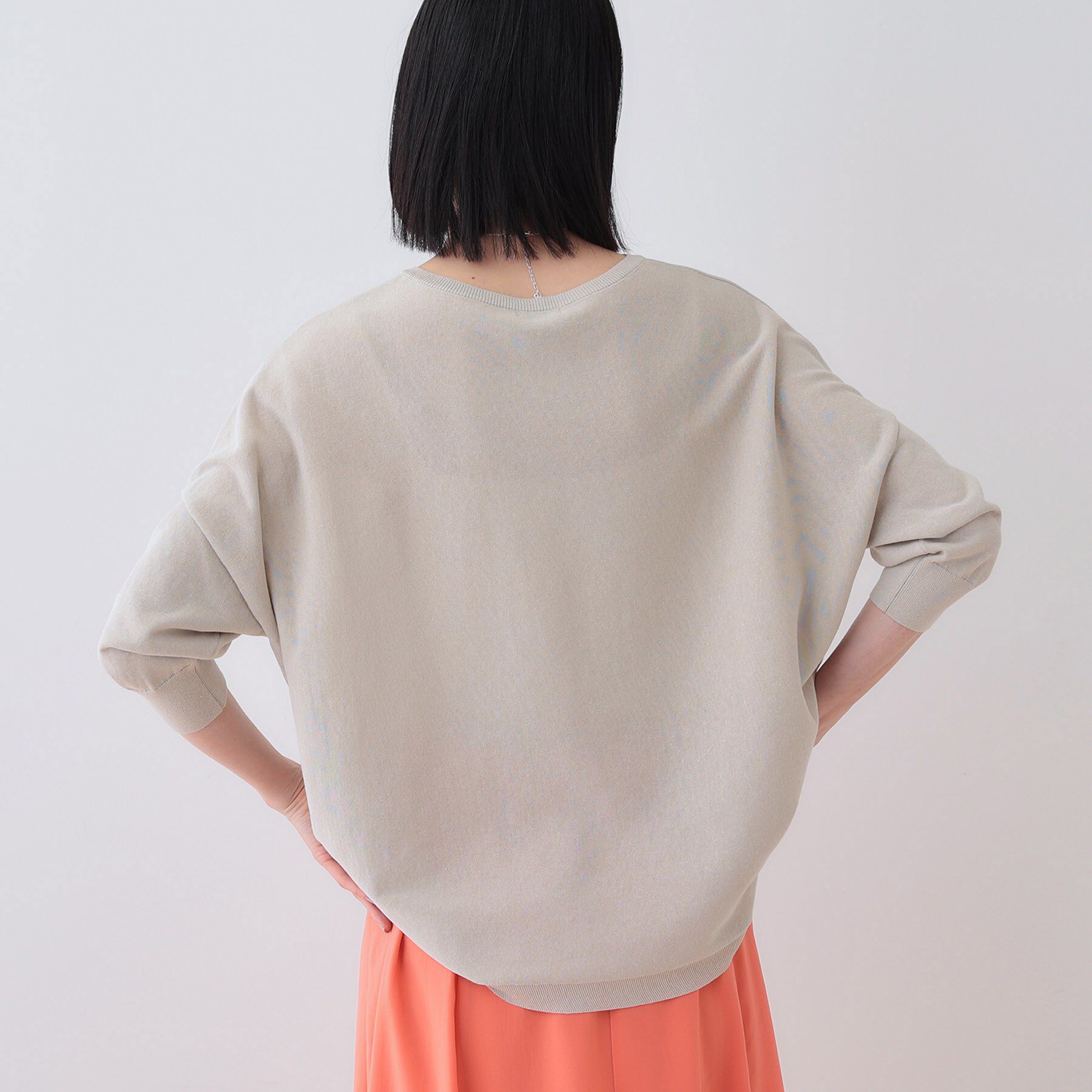 INDIVI「【洗える】コットンリネン ドルマンニット」|ニット・セーター|