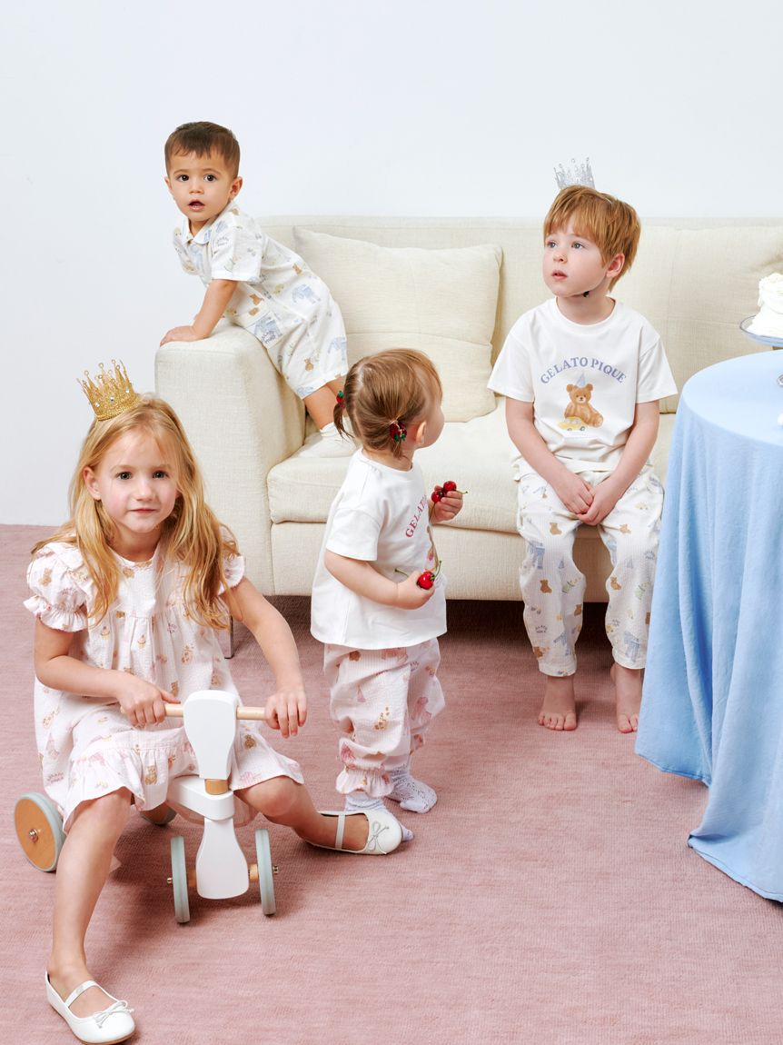 GELATO PIQUE KIDS & BABY「【KIDS】パジャマパーティー柄シャーリングワンピース」|ワンピース|
