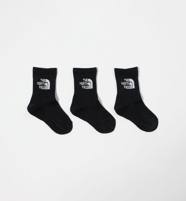UNITED ARROWS green label relaxing「＜THE NORTH FACE＞ロゴ 3P クルーソックス / キッズ  16cm-18cm」|ソックス|BLACK