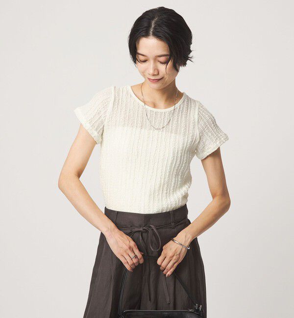 UNITED ARROWS green label relaxing「シャーリング Tシャツ」|Tシャツ・カットソー|OFF WHITE