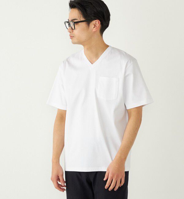 SHIPS Colors 「SHIPS Colors:〈抗菌防臭・接触冷感・UVカット〉シルケット コットン Vネック T◇」|Tシャツ・カットソー|