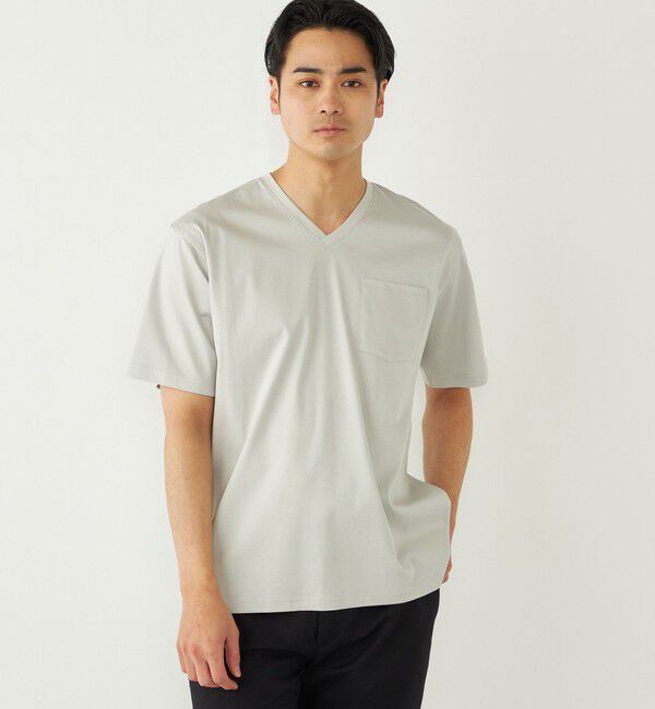 SHIPS Colors 「SHIPS Colors:〈抗菌防臭・接触冷感・UVカット〉シルケット コットン Vネック T◇」|Tシャツ・カットソー|