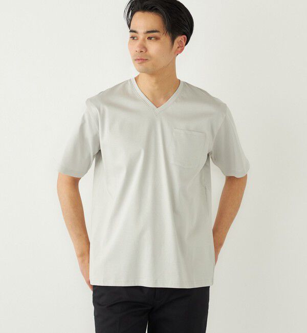 SHIPS Colors 「SHIPS Colors:〈抗菌防臭・接触冷感・UVカット〉シルケット コットン Vネック T◇」|Tシャツ・カットソー|