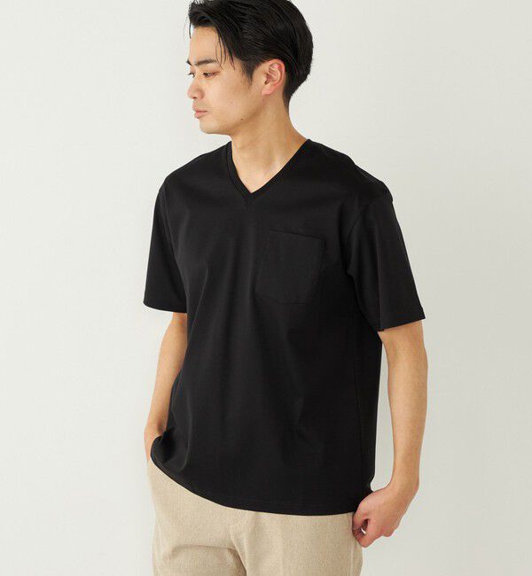 SHIPS Colors 「SHIPS Colors:〈抗菌防臭・接触冷感・UVカット〉シルケット コットン Vネック T◇」|Tシャツ・カットソー|