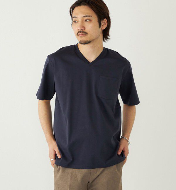 SHIPS Colors 「SHIPS Colors:〈抗菌防臭・接触冷感・UVカット〉シルケット コットン Vネック T◇」|Tシャツ・カットソー|