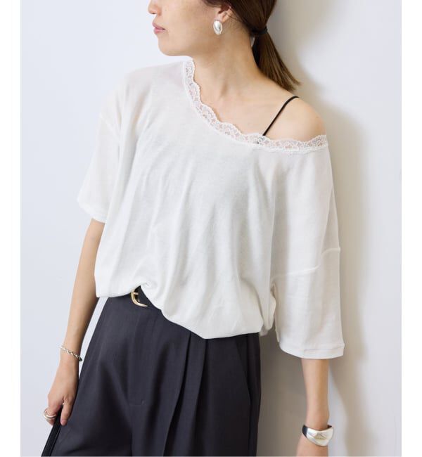 SLOBE IENA「miller/ミラー SLOBE別注 レースシアーTEE」|Tシャツ・カットソー|ホワイト