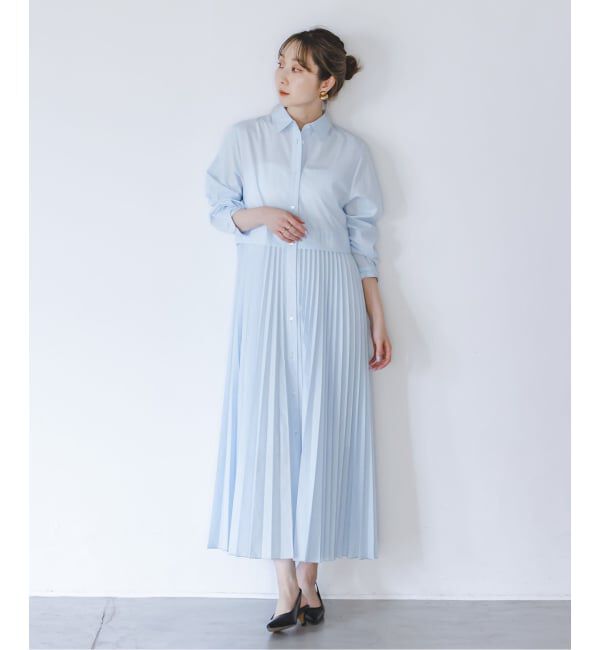 NOBLE「《追加》【洗える】プリーツシャツワンピース」|ワンピース|