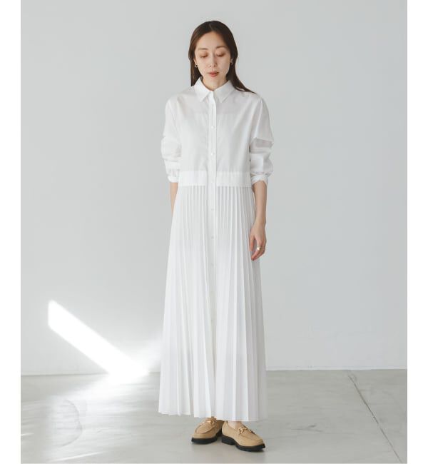 NOBLE「《追加》【洗える】プリーツシャツワンピース」|ワンピース|