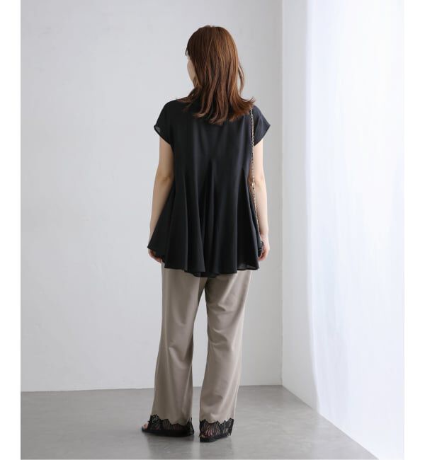  「【洗える】CHIGNON/シニヨン レースサテンイージーパンツ」|スラックス|