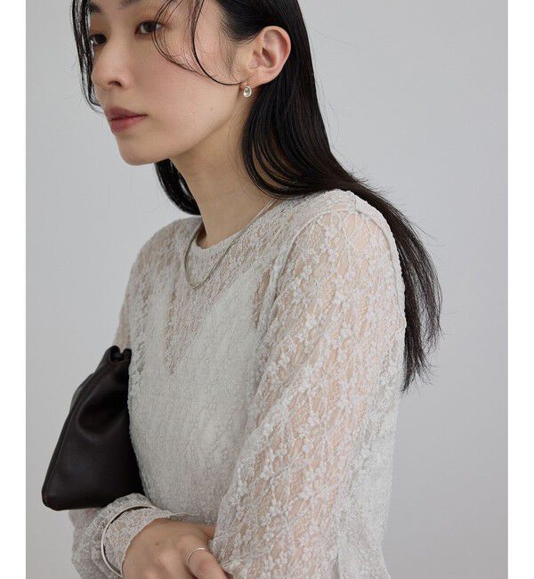SALON adam et rope'「シアーストレッチレースプルオーバー」|Tシャツ・カットソー|ライトグレー(08)