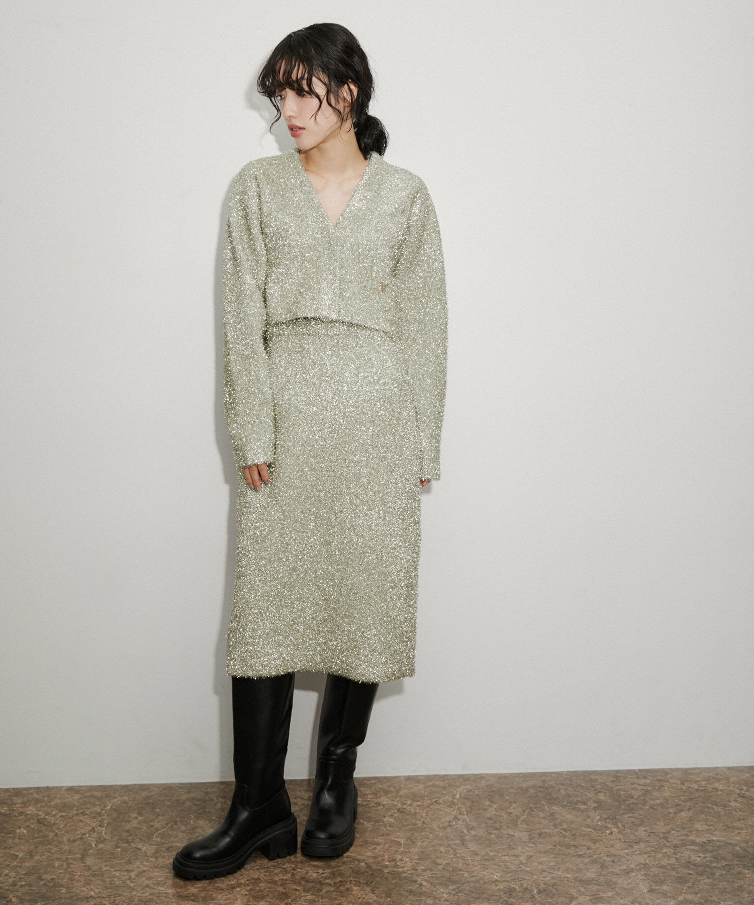 ADAM ET ROPE'「【venit for ADAM ET ROPE'】Metallic Shaggy Skirt」|スカート|