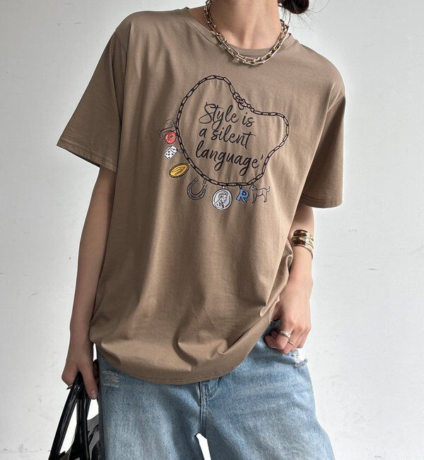  「【WEB限定】刺繍&times;プリントチャームイラストTEE」|Tシャツ・カットソー|