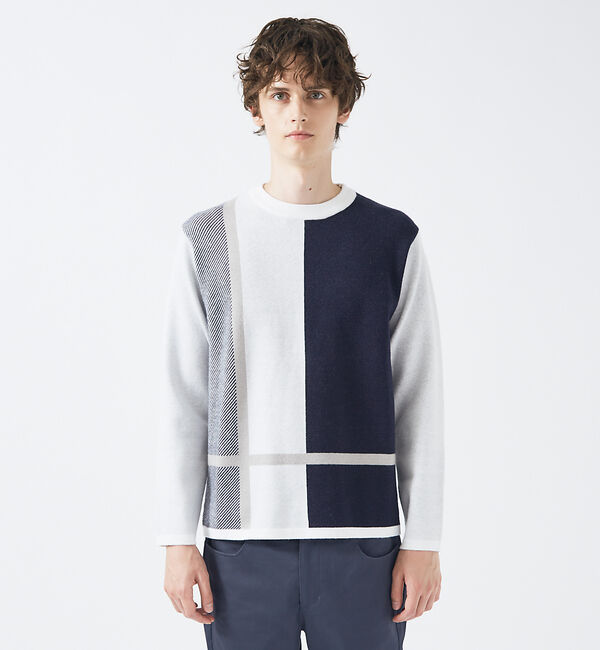 ABAHOUSE「【パネル切替】カシミヤタッチ ジャガード ニット」|ニット・セーター|
