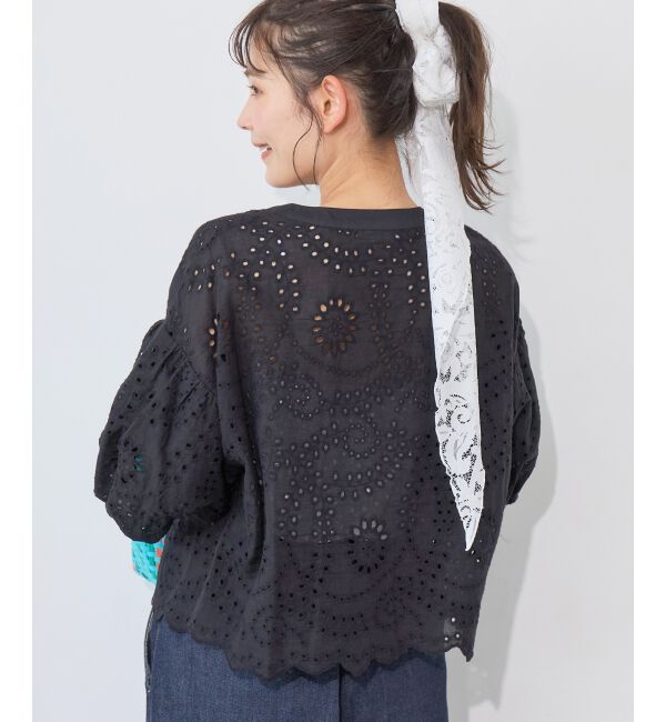  「カットワーク刺繍バルーンスリーブブラウス」|シャツ・ブラウス|