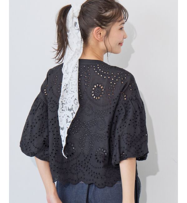  「カットワーク刺繍バルーンスリーブブラウス」|シャツ・ブラウス|