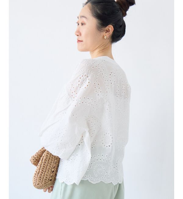  「カットワーク刺繍バルーンスリーブブラウス」|シャツ・ブラウス|