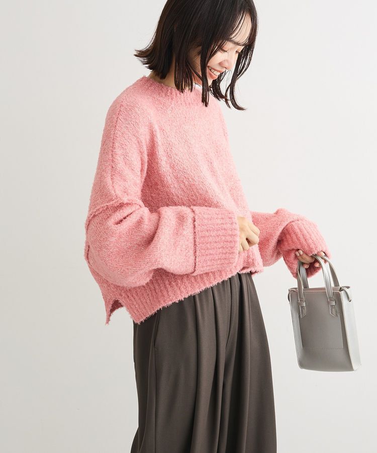 Green Parks「・Petit Fleur ブークレワイドニット」|ニット・セーター|Pink