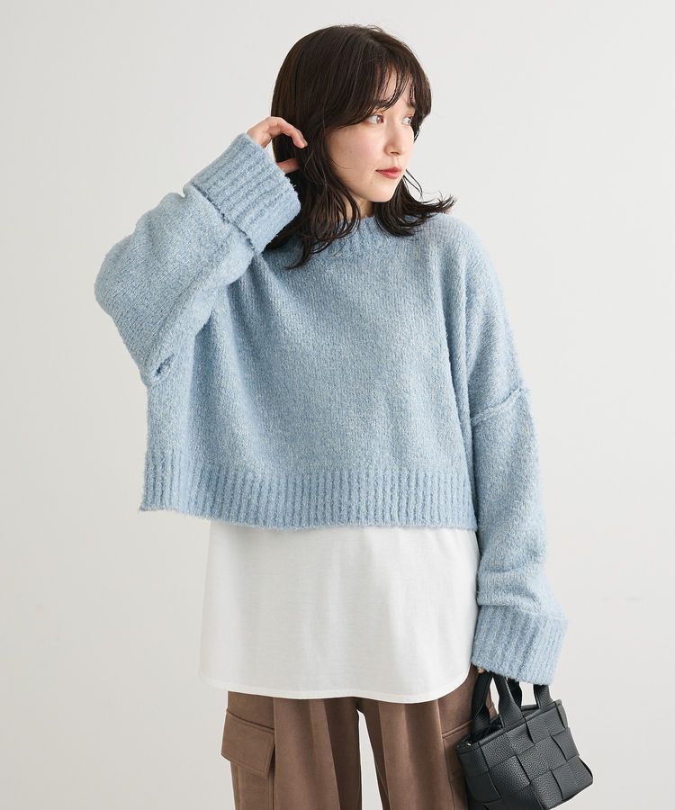 Green Parks「・Petit Fleur ブークレワイドニット」|ニット・セーター|Blue