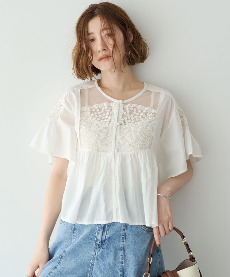 YECCA VECCA「刺繍レースブラウス」|シャツ・ブラウス|