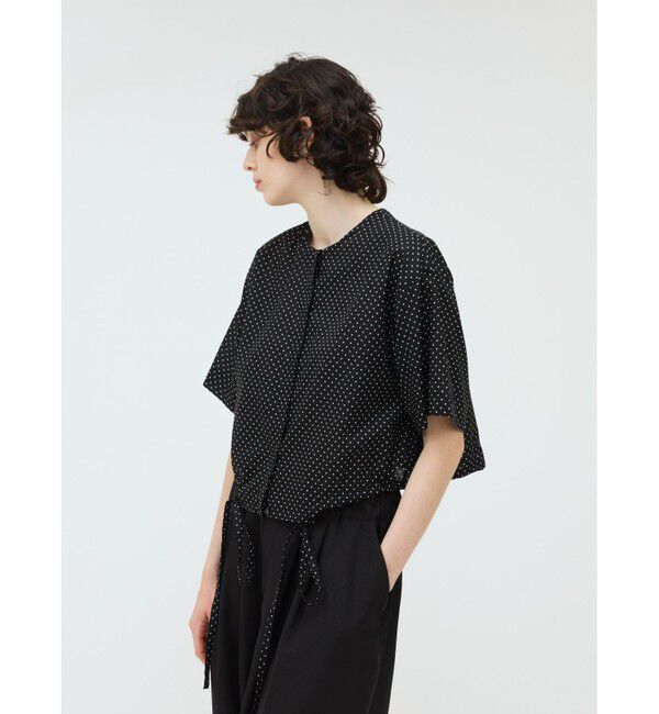 mizuiro ind「mizuiro ind ドットドローストリングシャツ」|シャツ・ブラウス|