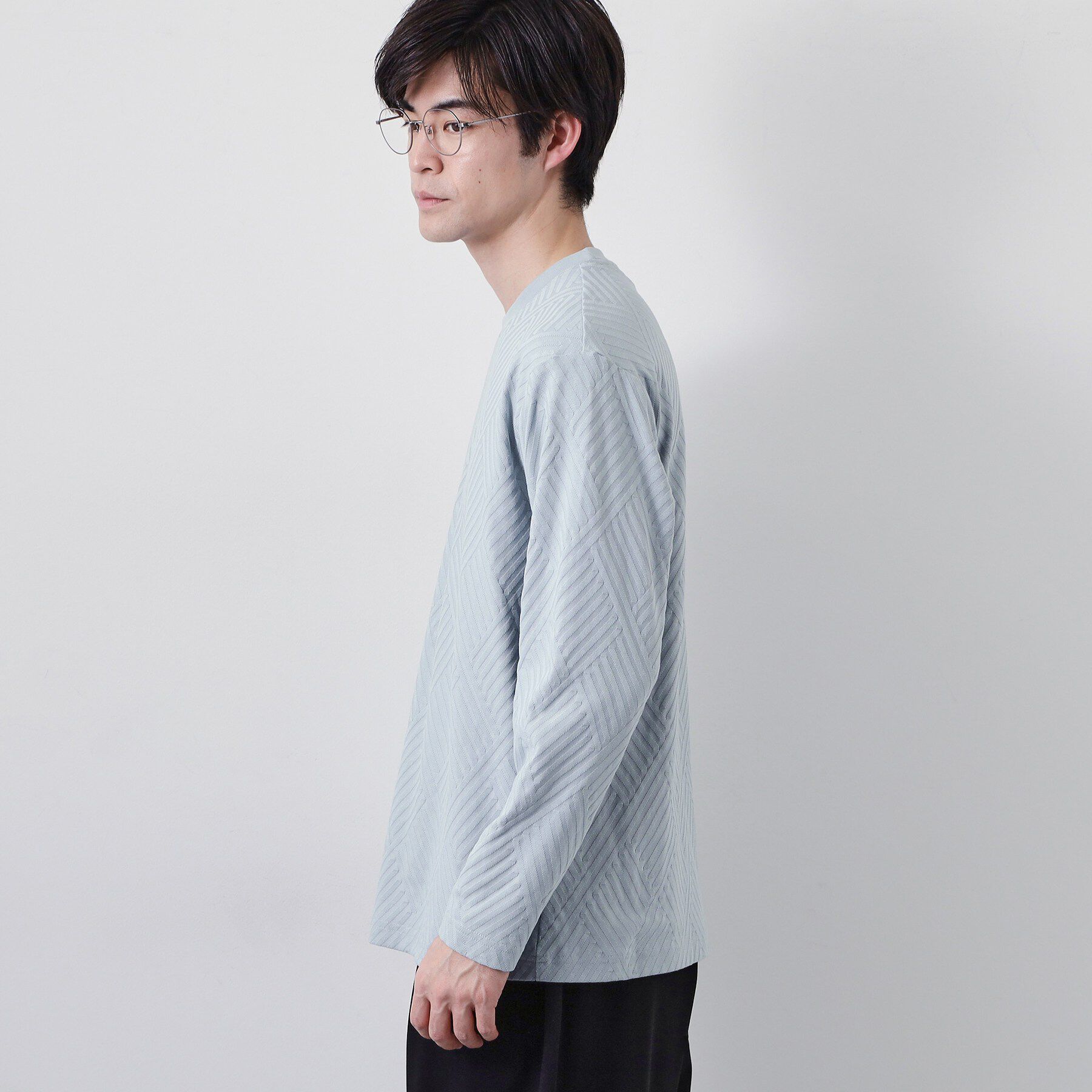 THE SHOP TK「【長く愛せる、定番ロンT】リンクスジャカード長袖Tシャツ」|Tシャツ・カットソー|