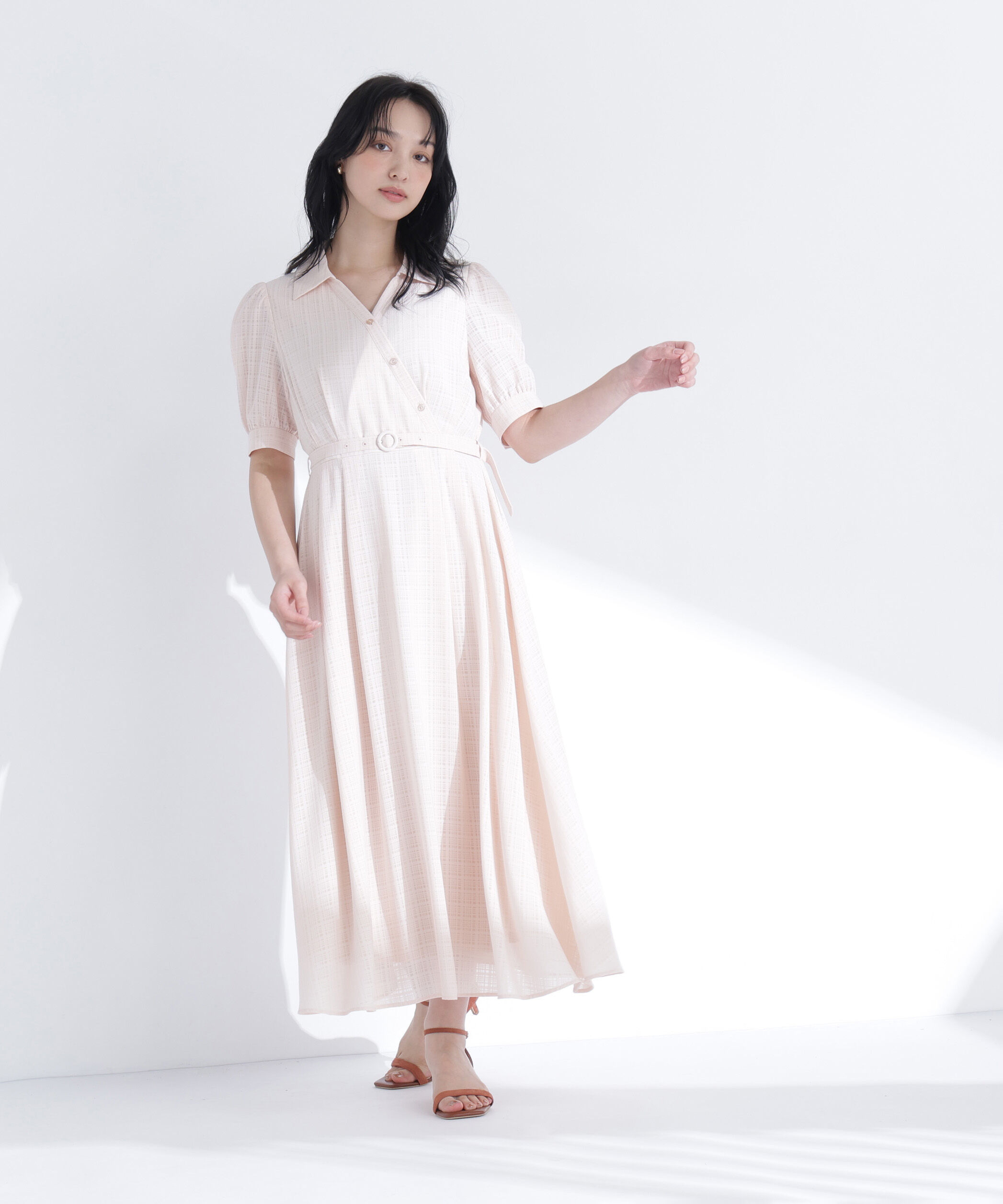  「シャドーチェックカシュクールワンピース」|ワンピース|