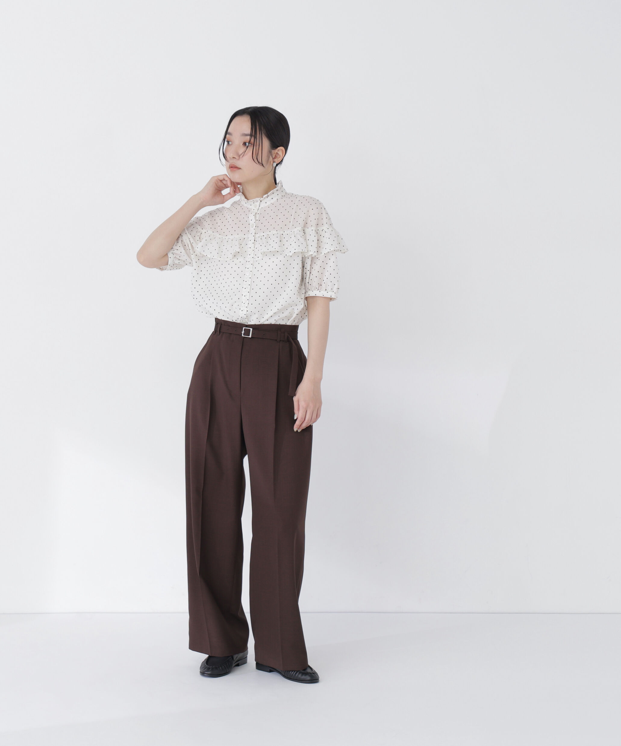  「ベルテッドタックワイドパンツ」|その他|